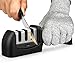 Kitchen Knife Sharpeners, 3 Stage Manual Knife Sharpener with Cut Protection Gloves Knife Sharpening Tool with Diamond Coated, Tungsten Steel and Ceramic Rod, Non-Slip …
