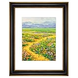 Golden State Art, 11x14 Photo Frame With Mat for Pictures 8x10 and Real Glass (Black With Antique Gold Trim - White Color Mat, 1.25 Inch Frame Border)