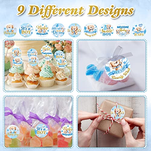 504 Pieces Boy Girl Baby Shower Favors Stickers Mini Kisses Candy Stickers Chocolate Drop Labels Wrappers Little Cutie Baby Shower Decoration For Baby Shower Sprinkle Birthday Party (Blue Bear) #TOP5
