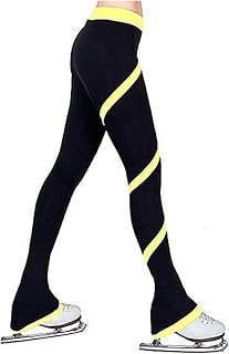 RoroCove Pantalones de Patinaje, Ice Skating Pants Skating Trousers High Elasticity Team Training Leggings(Yellow,X-Small)