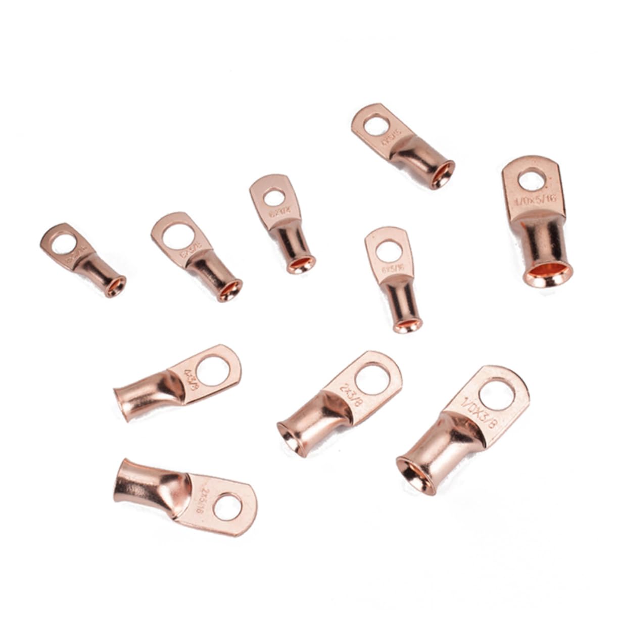POPETPOP 50Pcs Connector Heavy Duty Wire Lugs Battery Cable Closed Ends Tubular Ring Terminal Connectors for Automotive Repair Durable Copper Eyelets Models Included
