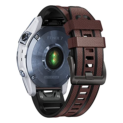 Bracelet Garmin Fenix 7X 26mm en cuir et silicone Quickfit haute qualité pour sport