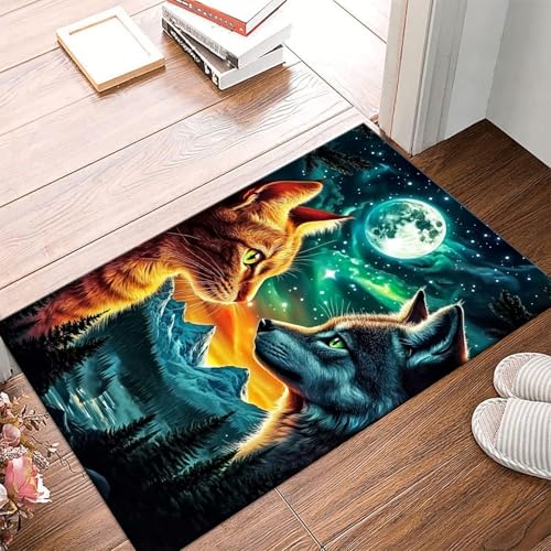 Chambre décor tapis antidérapant à poils ras et impression chat 3D confortable