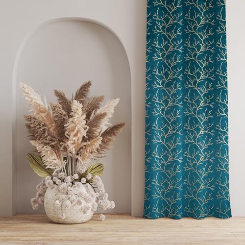 Image of Homefab India Velvet Curtains Room Darkening - Long Door 9 feet, Pack of 2 Panels, Aqua Blue