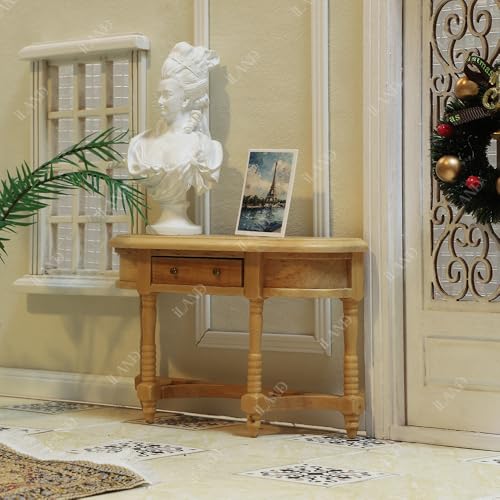 iLAND Miniature Wooden Dollhouse Furniture Set: Sofa, Cabinets, Coffee Table for Dollhouse Living Room (Classic Doll Furniture 7pcs) - Thumbnail 7