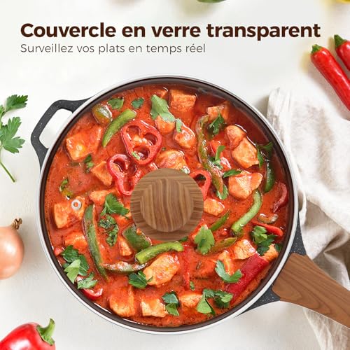 Poêle haute 30cm granit YASHE avec couvercle pour induction - 6