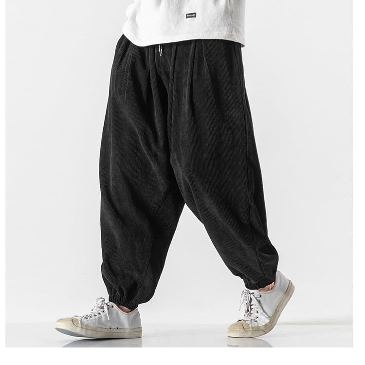 Men's Baggy Corduroy Vintage Cargo Pants Casual Streetwear Elastic Waist Hip Hop Harem Pants Joggers Sweatpants4