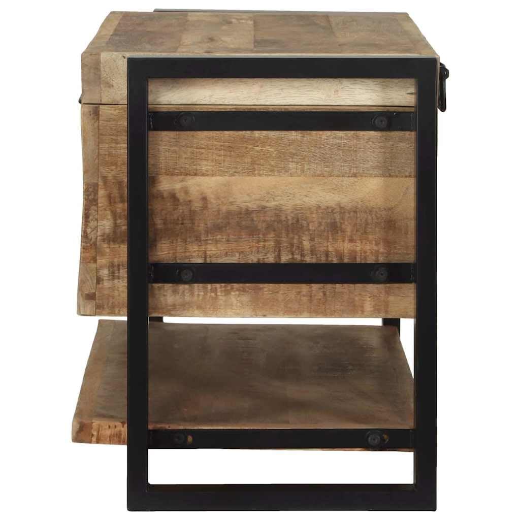 Caja de almacenamiento marrón 80 x 35 x 45 cm, baúl de madera maciza de mango, caja de madera industrial para salón y dormitorio, caja espaciosa para organizar techos y libros
