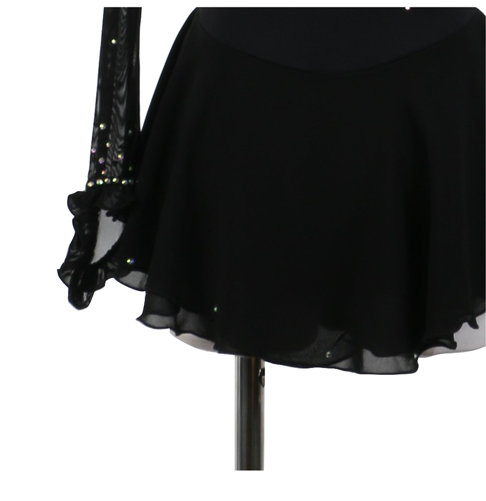 Eiskunstlauf Kleid Schwarz Frauen Mädchen Strass Eislaufen Kleid Langärmelig Figureskates Gymnastik Kürkleid