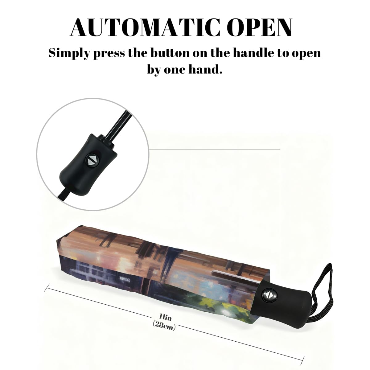 Paraguas compacto de viaje resistente al viento, plegable, para lluvia, apertura automática, protección contra rayos UV y agua