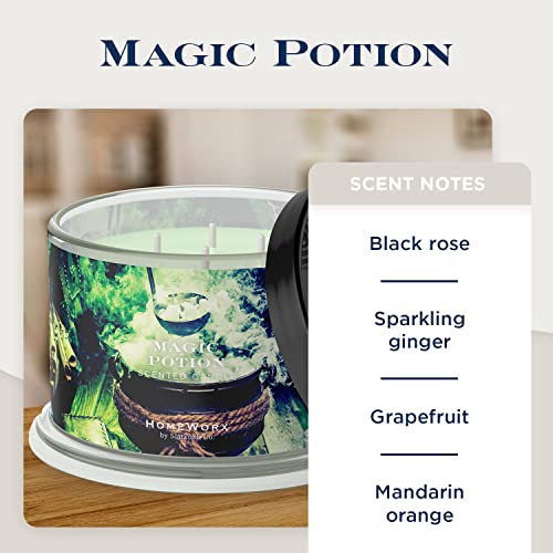 Premium Scented 4-Wick Candle, Magic Potion, Homeworx By Slatkin & Co - 18 Oz - Long-Lasting Jar Candle, 30-55 Clean Hours Burn Time - Black Rose, Sparkling Ginger, Grapefruit & Mandarin Orange #TOP1