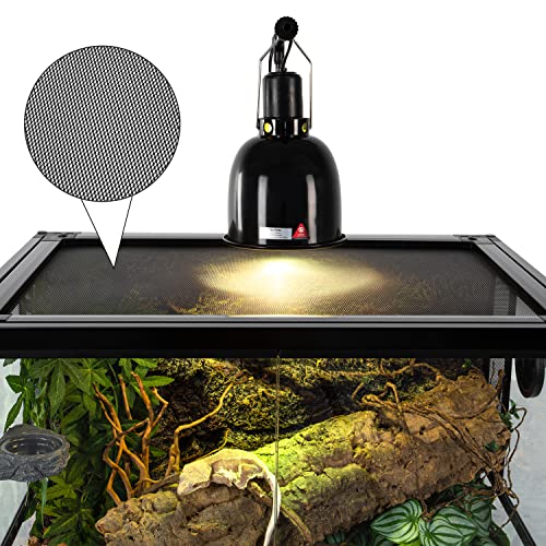 OIIBO 27 Gallon Reptile Glass Terrarium 24\"x16\"x16\", Double Front Opening Door with Screen Ventilation Black Reptiles Amphibians Habitat Enclosure Tank (Knock-Down)
