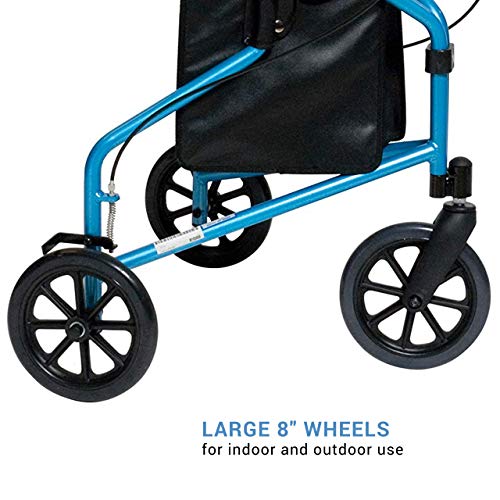 Lumex 3-Wheel Cruiser, Small & Lightweight Folding Walker For Seniors, Bondi Blue #TOP4