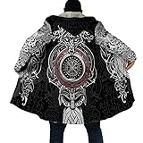 Ragnarok Fenrir Wolf Men's winter thickened warm lambswool hooded parka Viking Mythology Casual Parker Jacket outerwear (Color : Fenrir Wolf A13, Size : X-Large)