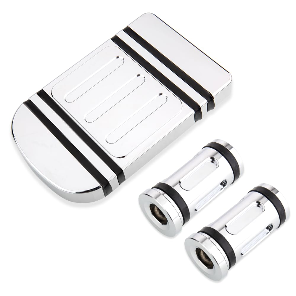 Brake Pedal Cover Compatible with Harley softail Heritage Springer Fit Fat Boy Deluxe FLSTN Road King FLHR Road Glide FLTR Pads Cover (D-Chrome Kit)