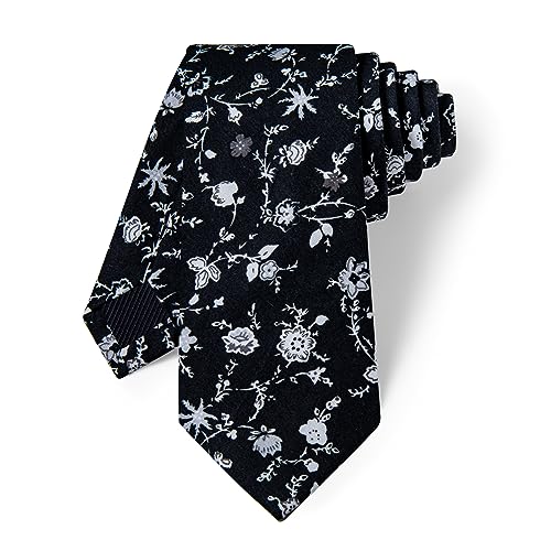 Image of YourTies Cotton Floral Tie for Men 2.5 inch Printed Skinny Necktie Pocket Square Tie Clip Set Flower Wedding Party Groom