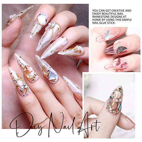 Ownest 2 Pcs Nail Rhinestone Glue, Nail Glue Pen Resin Polishing Agent,Adhesive Resin Crystal Polish Decor, Adhesive Decoration Gem Crystal Diamond Jewelry, Need Lights -10Ml #TOP4