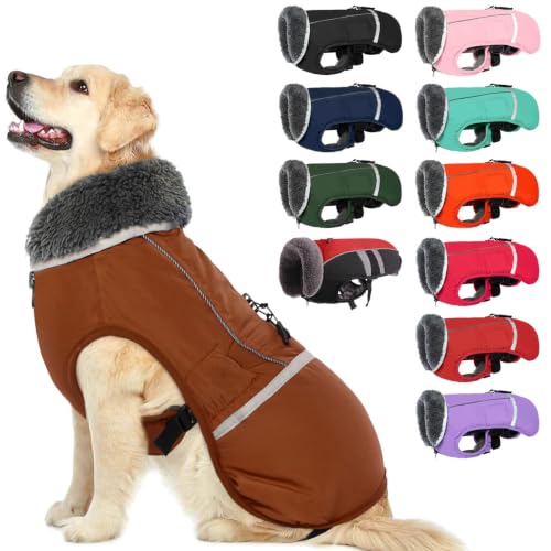 Image of QBLEEV Warm Dog Coat, Reflective Dog Jacket, Waterproof Dogs Winter Coat
