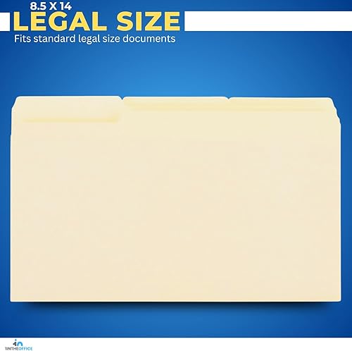 Miniatura 3 de 1InTheOffice Carpeta de archivos legal, carpetas de archivos tamaño legal, carpeta de archivos surtida de 13, Manila, paquete de 25