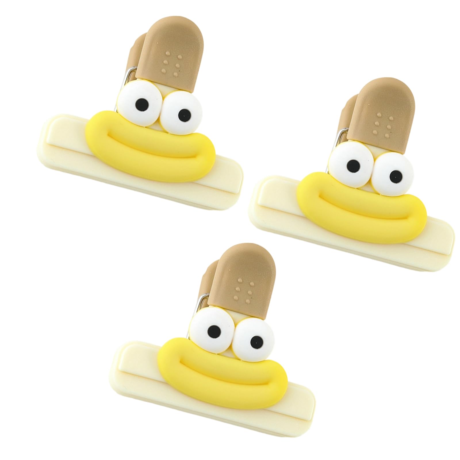 Jazuaiao 3pcs Small Acrylic Bag Clips for Food Storage Multipurpose Sealers for Snacks and Chip Kitchen Organization Tools Cartoon Food Bag Clips