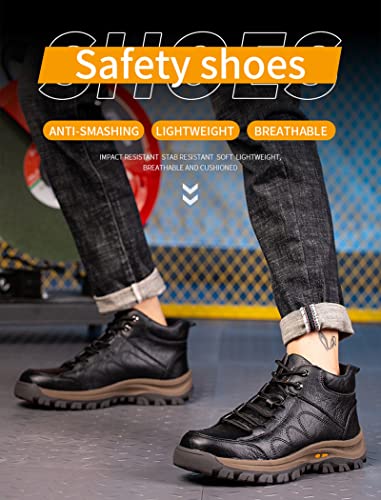 Micoklinlin Steel Toe Shoes for Men Waterproof Microfiber Leather Safety Boots Fashion Lightweight Industrial Work Sneakers2