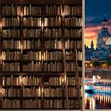 Brebasf Vintage Library Bookshelf Privacy Blackout Window Film Ancient Library Books Wooden Bookcase Reusable Self Adhesive Insulated Window Stickers-35.4W x78.7L in x1 Pcs