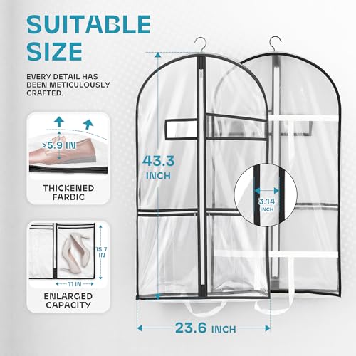 Image of Lazebox 43 inch Travel Garment Bag with Accessories Zipper Pocket, Heavy Duty Suit Bag for Suits, Tuxedos, Dresses, Coats