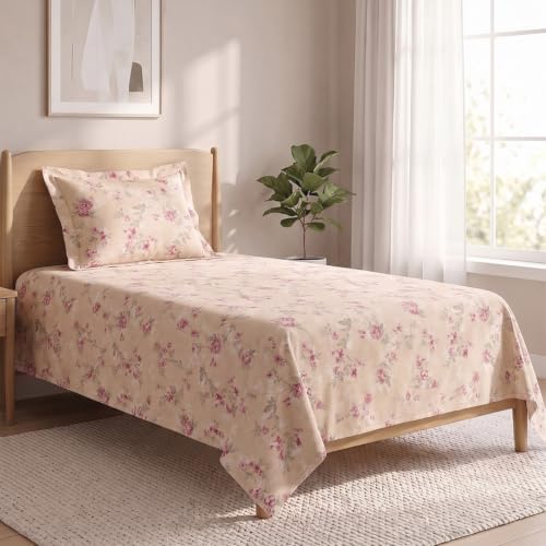 Image of LANE LINEN Symphony 100% Cotton 144TC Single Bedsheet Set, 2 Piece, Printed
