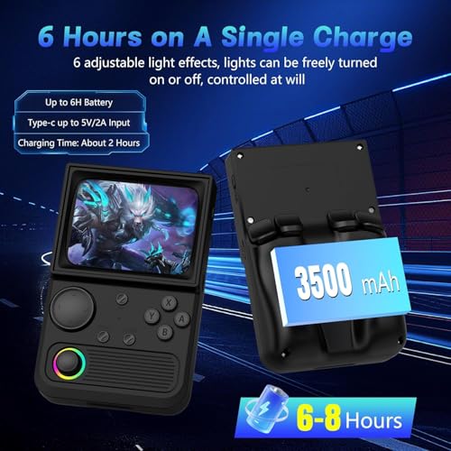 Image of R36T Retro Handheld Game Console, Portable Retro Gaming Console with 3.5 inch CRT-Inspired Screen, 3500mAh Arcade Classics, Supports Multiple Mainstream Emulators, WiFi Network Battling, 64GB (Black)