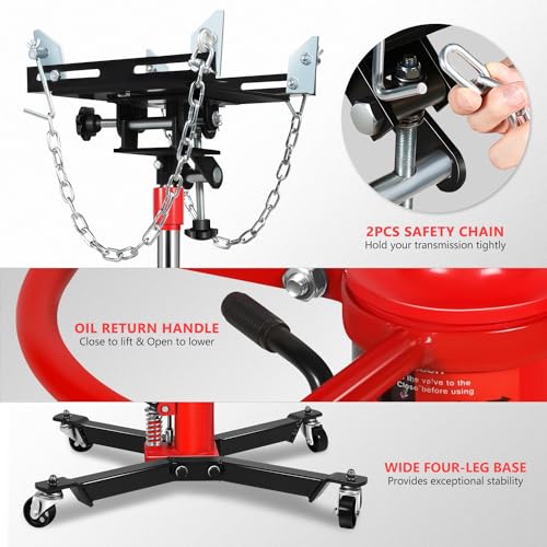 Image of DNA Motoring Hydraulic Transmission Jack - 1 /2 Ton 1100 lbs Capacity High Lift Telescoping Floor Jack Stand,33 inch-70 inch Lifting Range,TOOLS-00320