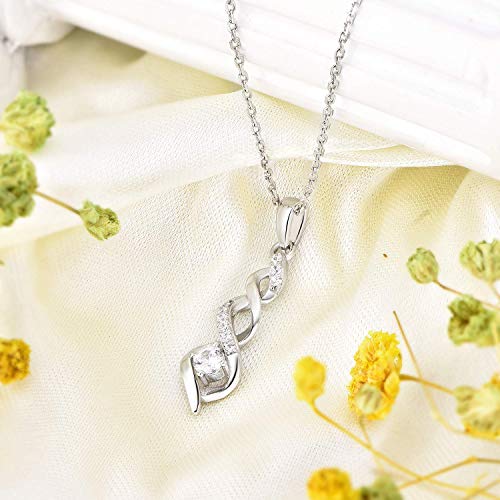 JO WISDOM 925 Sterling Silver Infinity Heart Pendant Necklaces with AAA Cubic Zirconia4