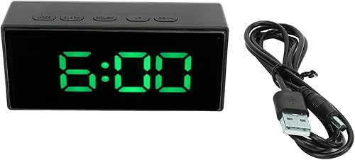 Reloj despertador digital con espejo, reloj digital inteligente de Snooze pequeño de escritorio electrónico con pantalla LED de volumen ajustable,