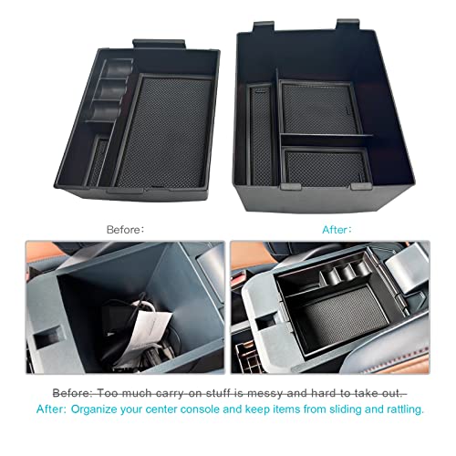 Image of CDEFG for 2022-2026 Ford Maverick Center Console Organizer Tray Accessory | for 2022-2026 Maverick Armrest Trays Storage Box Coin Holder Maverick Truck Accessories, 2-Pack (Black Trim)