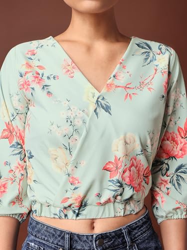 Image of PURVAJA Women's Polyester Floral Relaxed Fit Shirt