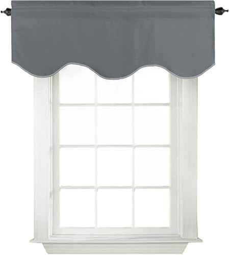 Miniatura 23 de Turquoize Cenefas de cortina opacas sólidas con bolsillo para barra festoneadas, paneles de cortina pequeños para ventana de