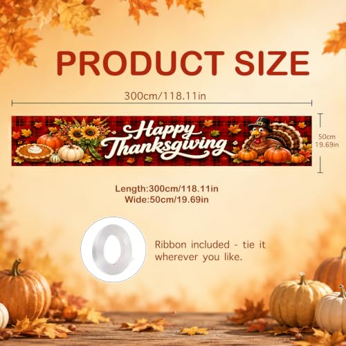 Image of Nuxovilar Happy Thanksgiving Banner,118.1 inchx19.68 inch Polyester