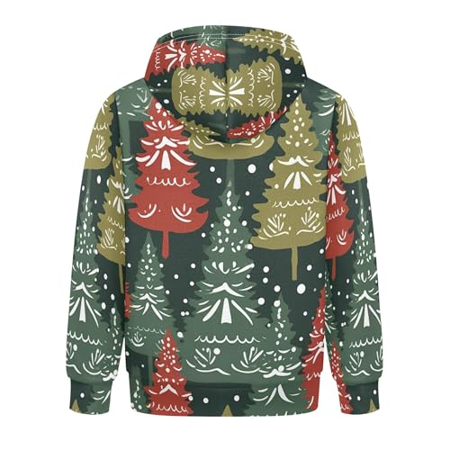 Kids Hoodies Sweaters Christmas Xmas Trees Hooded Sweatshirts with Big Pockets for Boys Girls B04003242