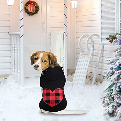 Dog Hoodie Sweater For Dogs Pet Clothes Black Buffalo Plaid Warm And Soft Breathable Cozy(Xs) #TOP1