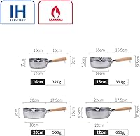 Vista 7 de Yukihira - Cacerola tradicional japonesa Yukihira de acero inoxidable, cacerola para salsa de leche, mango de madera