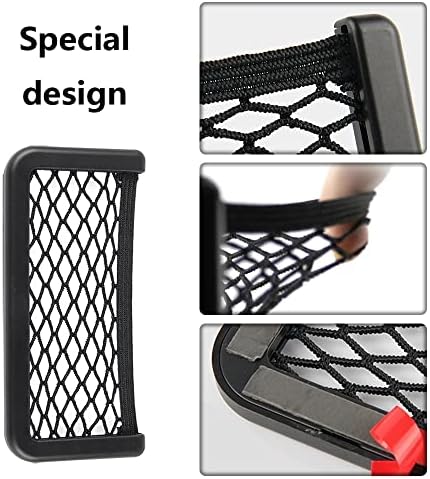 2 Pcs Car Storage Net Bags Black Mesh Organizer Nets Elastic Nylon Smartphone Holders with Plastic frames for Auto and RV