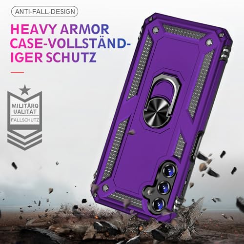 Image of for Samsung Galaxy S24 FE Case with Screen Protector, Military Grade Rugged Shockproof Galaxy S24 FE 5G Heavy Duty Protective Cover for Samsung S24 FE Magnetic Ring Kickstand Phone Case (Purple)