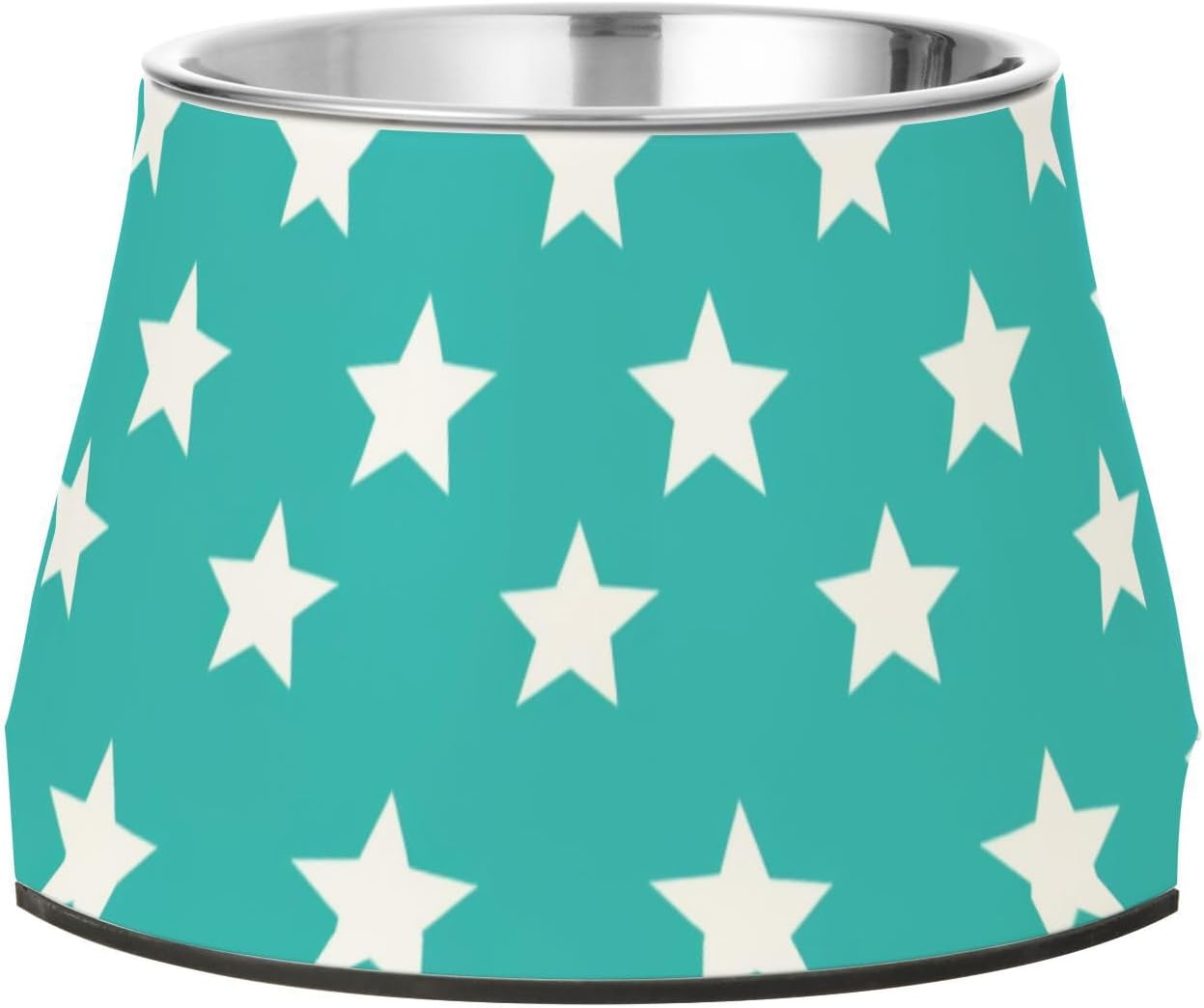 Turquoise Stars White Pets Food Bowls with Stand Stainless Steel Cats Basic Bowls for Dogs Cats Rabbits Birds Slow Down Eating platos para Perros para Comer lento