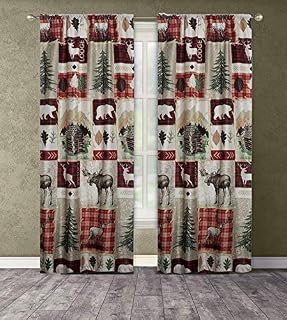 HowPlum Rustic Lodge Cabin 84-in. Window Curtains Panel Pair Drapes Elk Deer