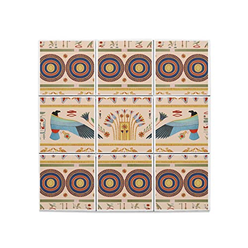 Carreaux céramique hiéroglyphe motif égyptien 15,2 cm finition haut de gamme pour décoration