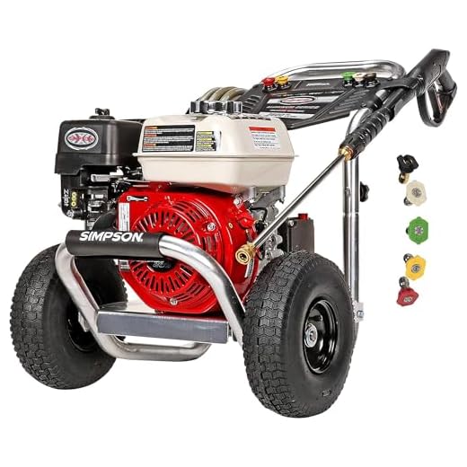 SIMPSON Cleaning ALH3425 Aluminum Series 3600 PSI Gas Pressure Washer, 2.5 GPM, Honda GX200 Engine, Includes Spray Gun and Extension Wand, 5 QC Nozzle Tips, 5/16-inch x 35-foot MorFlex Hose, 49-State
