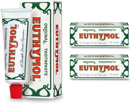 Euthymol Original Toothpaste 75ml x 3, No Fluoride, Anti-Plaque, Antibacterial, Cavity Protection, Teeth & Gums Clean and Healthy, Cool Mint Refresh, Daily Oral Enamel Dental Care