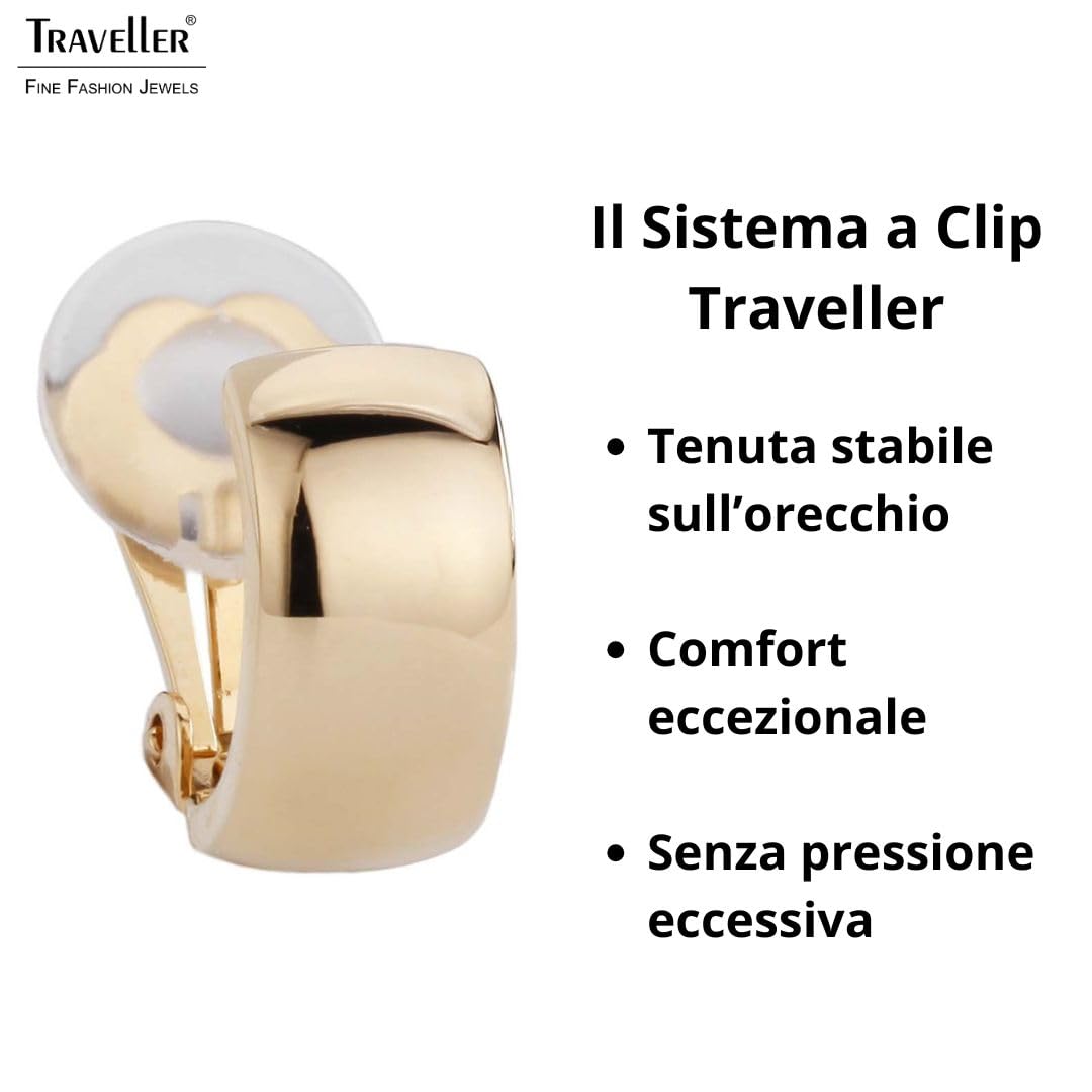 Traveller® Gioielli Orecchini A Clip – placcato oro 22 KT o rodiato – Piccolo halbcreolen