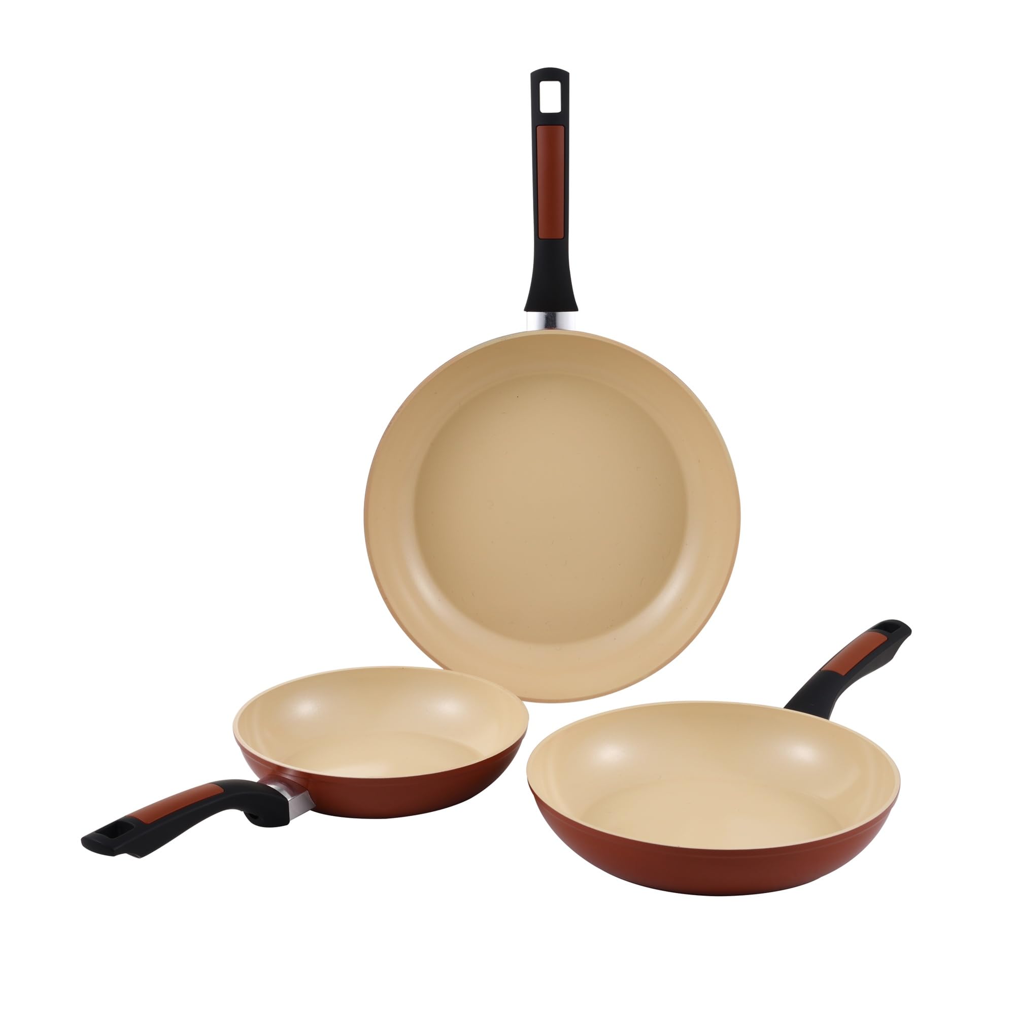 UNITED COLORS OF BENETTON. Safari | Juego de Sartenes | Incluye 3 Sartenes Antiadherentes de 20, 24 y 28 cm de Diámetro | Fabricadas en Aluminio Forjado | Menaje de Cocina | Aptas para Inducción