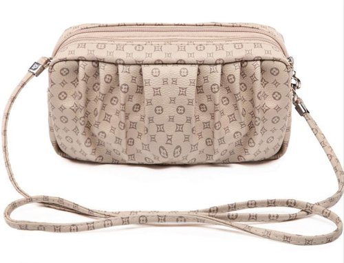 Big Mango Big Capacity Multi-purpose Fashion Floral Print Cellphone PU Leather Bag Crossbody Shoulder Handbag and Clutch Two Layers Zipper Purse for Apple Iphone 4 4s Iphone 5 Iphone 5s 5c Samsung Galaxy Note2 Note3 Galaxy S4 S3 HTC Blackberry MP3 and Makeup with Wristlet with Detachable Long Shoulder Strap( Khaki )