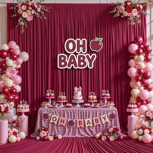 Image of 20x12 FT Burgundy Backdrop Curtain for Parties Wrinkle Free Photo Backdrop Curtains Polyester Wedding Back Drop Cloth Background for Birthday Photography Portraits Pet Photoshoot Prom Decoration